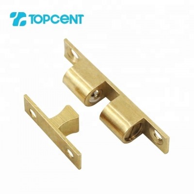 TOPCENT furniture cabinet solid cupboard door brass magnetic double roller ball catch